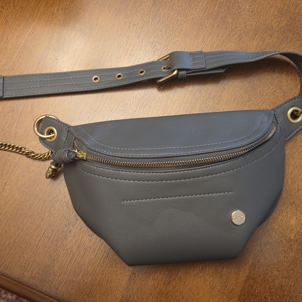Gold and Gray Crossbody Bag with Adjustable Strap